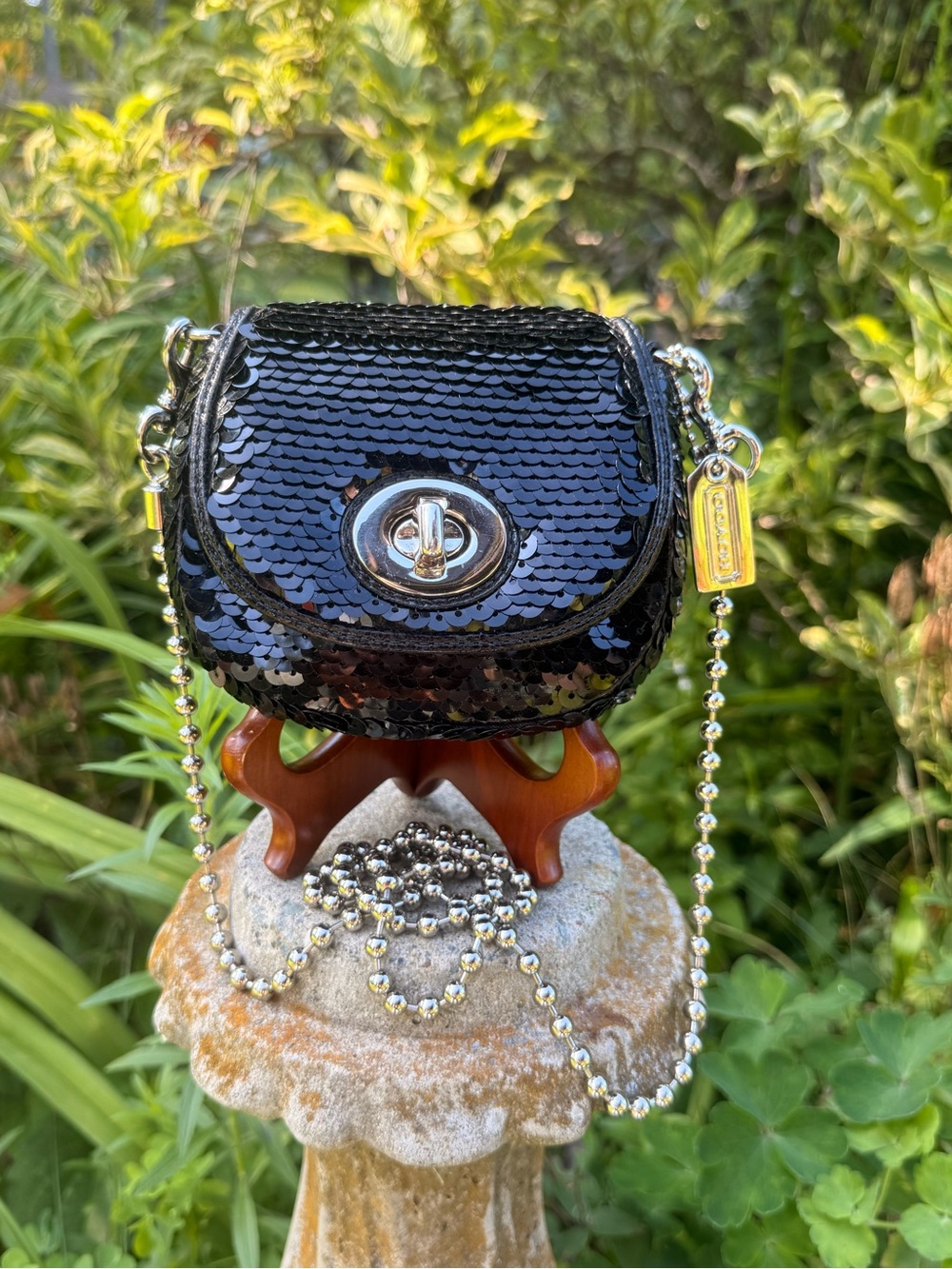 Coach Poppy Small Sequin Turnlock Evening Bag